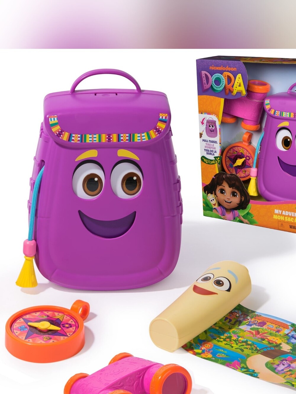 Dora, My Adventure Backpack, With Retractable Map, Toy Binoculars & Compass, NIB